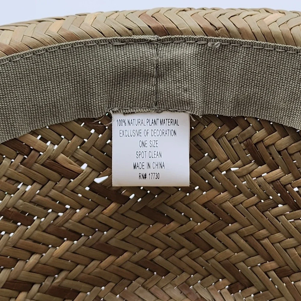 Vintage 2012 Women Straw Fedora Thin Band Detail Natural Plant Material One Size